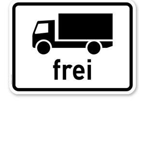 Zusatzschild Kraftfahrzeuge mit einer zul. Gesamtmasse über 3,5 t, einschl. Anhänger und Zugmaschinen, ausgenommen PKW und Kraftomnibusse frei - Verkehrsschild VZ 1024-12