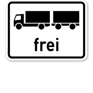 Zusatzschild Lastkraftwagen mit Anhänger frei - Verkehrsschild VZ 1024-13