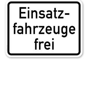 Zusatzschild Einsatzfahrzeuge frei – Verkehrsschild VZ 1026-33