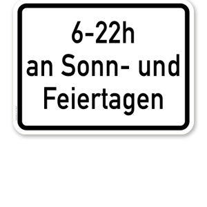 Zusatzschild Zeitliche Beschränkung an Sohn- und Feiertagen - individuelle Angabe - dreizeilig – Verkehrsschild VZ 1042-35