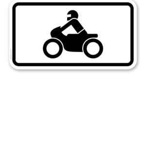 Zusatzschild Nur Krafträder, auch mit Beiwagen, Kleinkrafträder, Mofas – Verkehrsschild VZ 1046-12