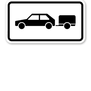 Zusatzschild Nur Personenkraftwagen mit Anhänger – Verkehrsschild VZ 1048-11
