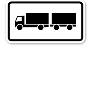 Zusatzschild Nur Lastkraftwagen mit Anhänger – Verkehrsschild VZ 1048-13