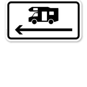 Zusatzschild Nur Wohnmobile - Pfeil links – Verkehrsschild VZ 1048-17-PL