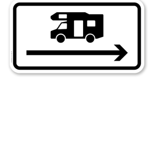 Zusatzschild Nur Wohnmobile - Pfeil rechts – Verkehrsschild VZ 1048-17-PR