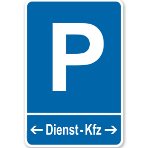 Parkplatzschild Dienst-KFZ mit Pfeilen – P