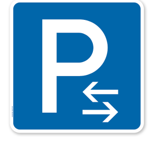 Parkplatzschild Parken Mitte - Verkehrszeichen VZ 314-30 - quadratisch - P