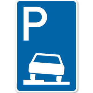Parkplatzschild Parken halb auf Gehwegen - VZ 315-50