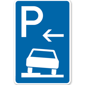 Parkplatzschild Parken halb auf Gehwegen - Anfang - VZ 315-51