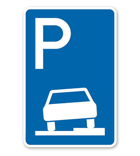 Parkplatzschild Parken halb auf Gehwegen - VZ 315-55
