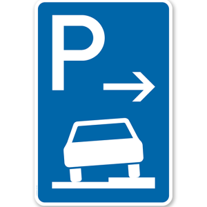 Parkplatzschild Parken halb auf Gehwegen - Anfang - VZ 315-57