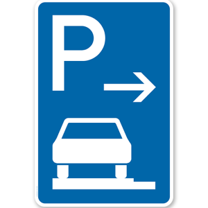 Parkplatzschild Parken ganz auf Gehwegen - Ende - VZ 315-62