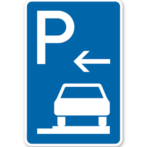 Parkplatzschild Parken ganz auf Gehwegen - Anfang - VZ 315-66