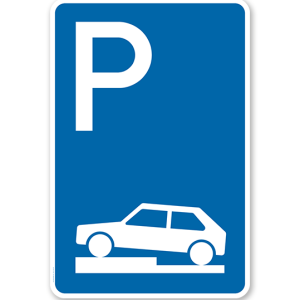 Parkplatzschild Parken halb auf Gehwegen - VZ 315-70