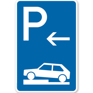 Parkplatzschild Parken halb auf Gehwegen - Anfang - VZ 315-71