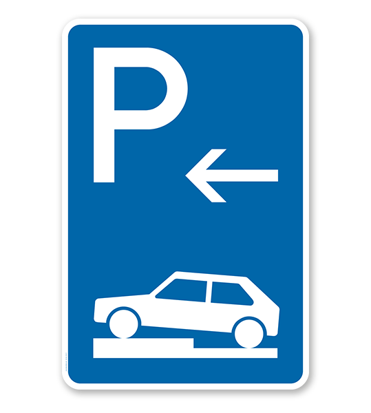 Parkplatzschild Parken halb auf Gehwegen - Anfang - VZ 315-71