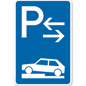 Parkplatzschild Parken halb auf Gehwegen - Mitte - VZ 315-73