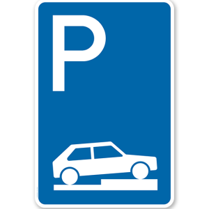 Parkplatzschild Parken halb auf Gehwegen - VZ 315-75