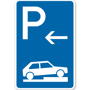 Parkplatzschild Parken halb auf Gehwegen - Anfang - VZ 315-76