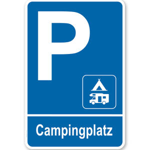 Parkplatzschild Campingplatz - Wohnmobil 2 – P
