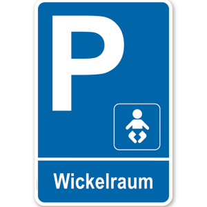 Parkplatzschild - Wickelraum – P