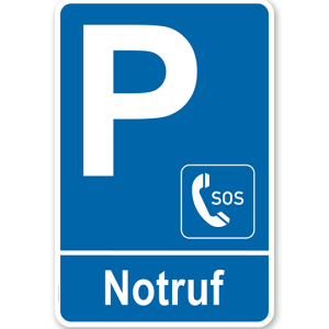 Parkplatzschild - Notruf – P