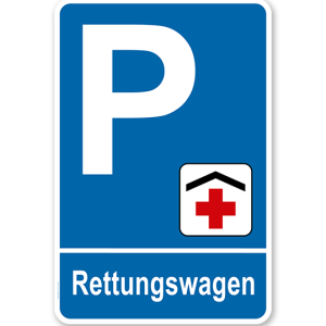 Parkplatzschild - Rettungswagen – P