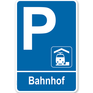 Parkplatzschild - Bahnhof – P