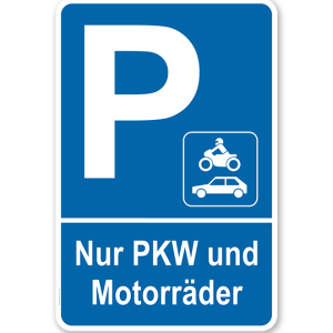 Parkplatzschild Nur PKW und Motorräder – P