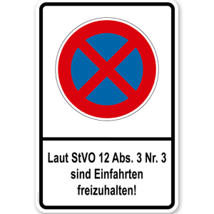 Absolutes Halteverbot - Laut StVO 12 Abs. 3 Nr. 3 sind Einfahrten freizuhalten