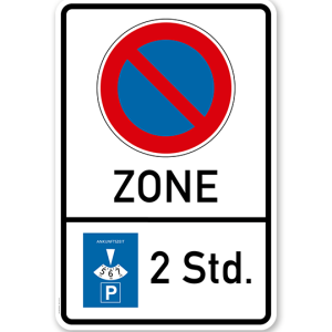 Eingeschränktes Halteverbot - Zone - mit Parkscheibe 2 Std