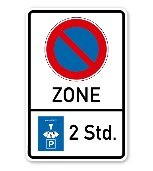 Eingeschränktes Halteverbot - Zone - mit Parkscheibe 2 Std