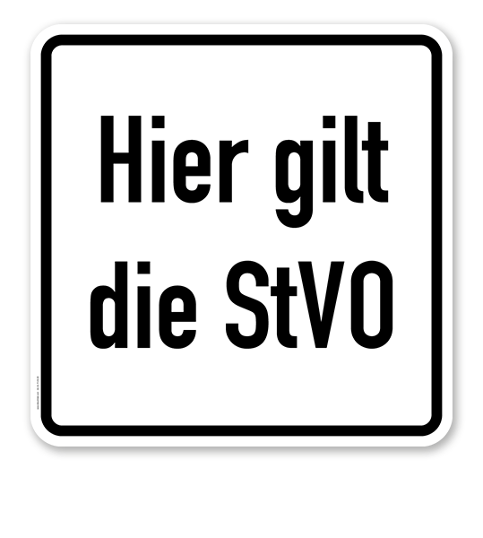 Parkplatzschild Hier gilt die StVO - quadratisch - P