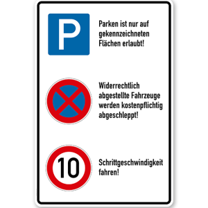 Schild Betriebsgelände - Parken - Halteverbot - Geschwindigkeitsbegrenzung - P