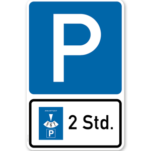Parkplatzschild Parksymbol mit Zusatzschild - Kombination - P