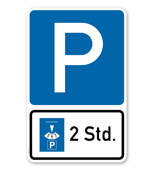 Parkplatzschild Parksymbol mit Zusatzschild - Kombination - P