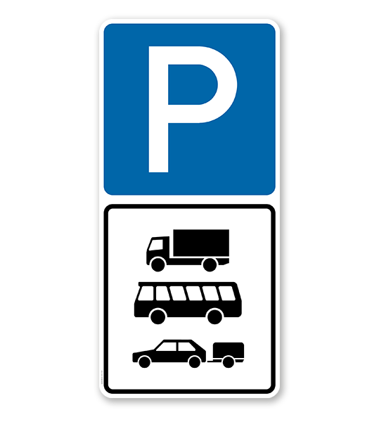 Parkplatzschild Parksymbol mit 1 Zusatzzeichen - Kombination - P