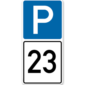 Parkplatzschild Parksymbol mit indiv. Nummerierung 2 - Kombination - P