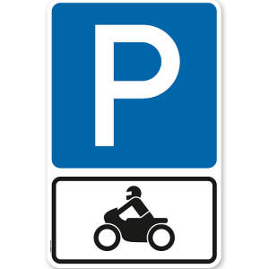 Parkplatzschild Parksymbol mit Zusatzschild Nur für Motorräder - Kombination - P