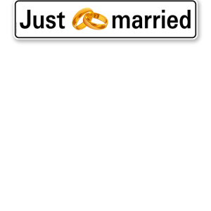 Parkplatzreservierer / Hochzeitsschild - Just married - mit Ringen – P