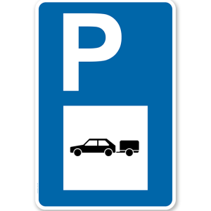 Parkplatzschild - PKW mit Anhänger - mit Symbol – P