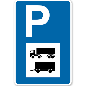 Parkplatzschild - LKW und Anhänger - mit Symbol – P