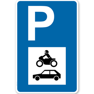 Parkplatzschild - PKW und Motorräder - mit Symbol – P