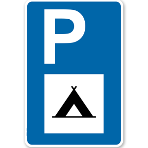 Parkplatzschild - Camping - mit Campingsymbol – P