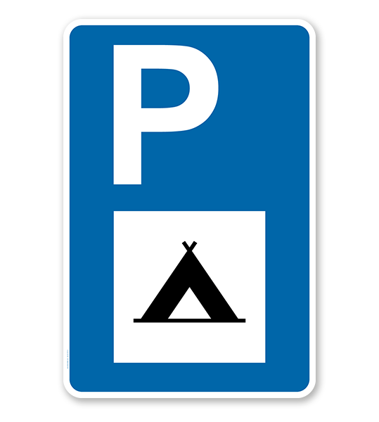 Parkplatzschild - Camping - mit Campingsymbol – P