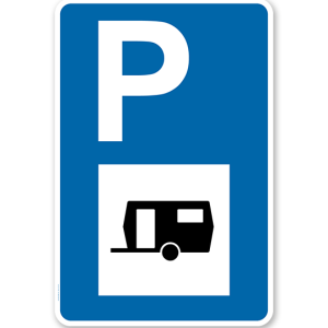 Parkplatzschild - Wohnwagen - mit Wohnwagensymbol – P