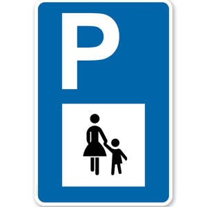Parkplatzschild - Mutter mit Kind - mit Symbol – P