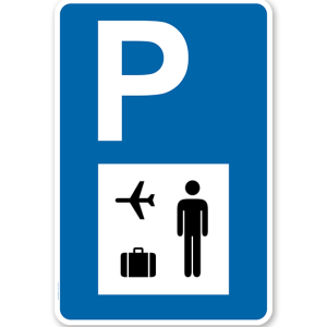 Parkplatzschild - Fluggäste - mit Symbol – P