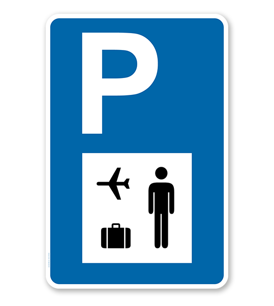 Parkplatzschild - Fluggäste - mit Symbol – P