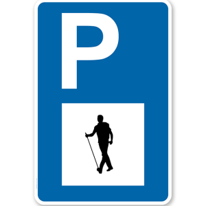 Parkplatzschild - Wandern 2 - mit Wandersymbol – P